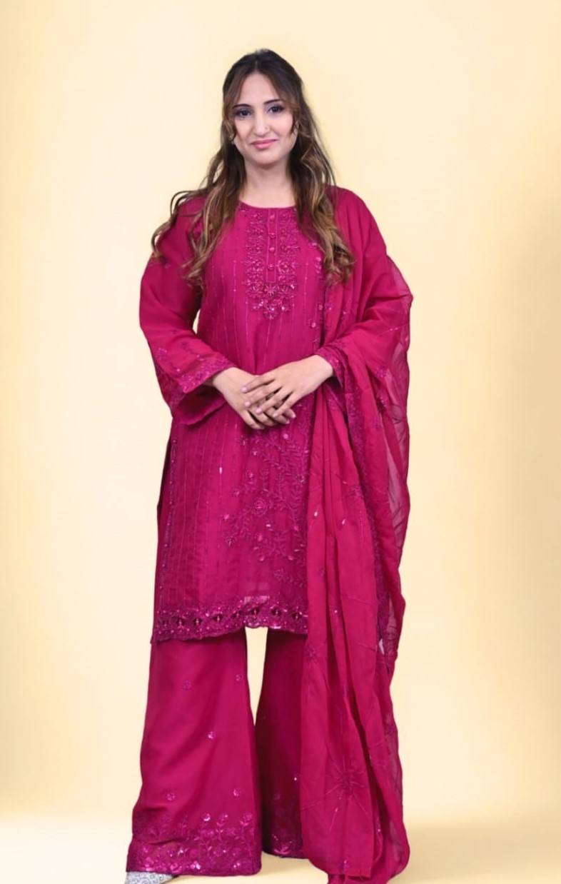 chiffon suit embroidery